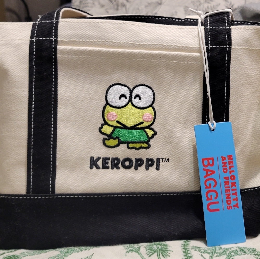 NWT BAGGU Keroppi Canvas Tote bag Rare - Picture 3 of 3